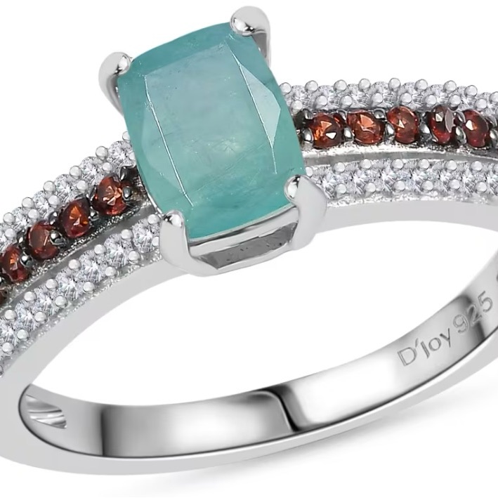 Grandidierite, Brown And White Zircon 1.30 Ctw Ring In Sterling Silver